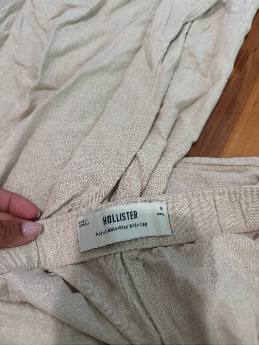 Light Tan Drawstring Linen Pants - Picture 2 of 5